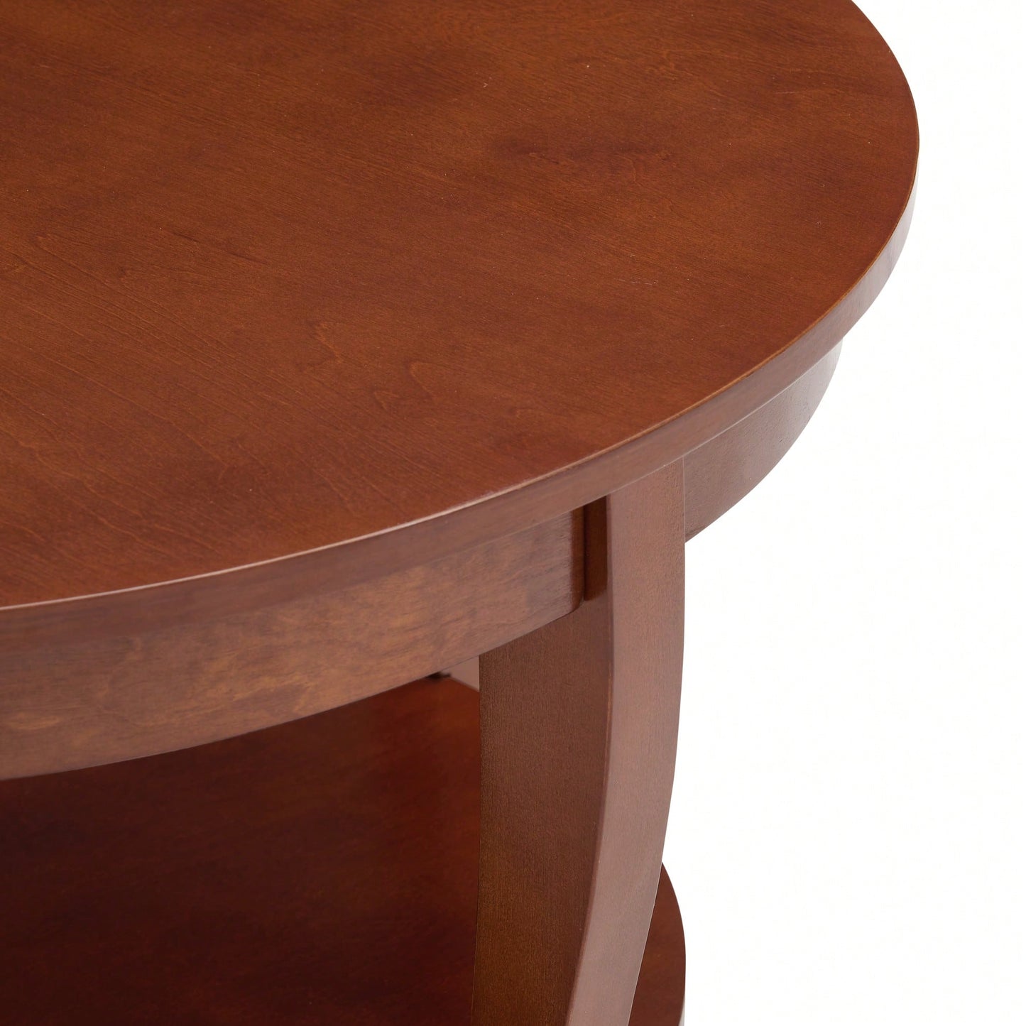 Round Coffee Table With Open Storage Shelf 2-Tier Wooden Accent Table For Living Room Bedroom And Small Spaces 30 X 30 X 18 Inches