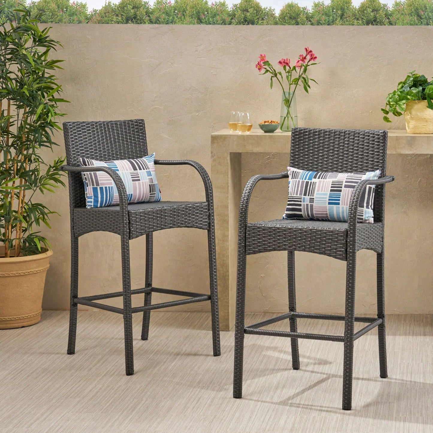 Set Of 2 Stylish Modern Barstool Chair For Dining And Kitchen Spaces