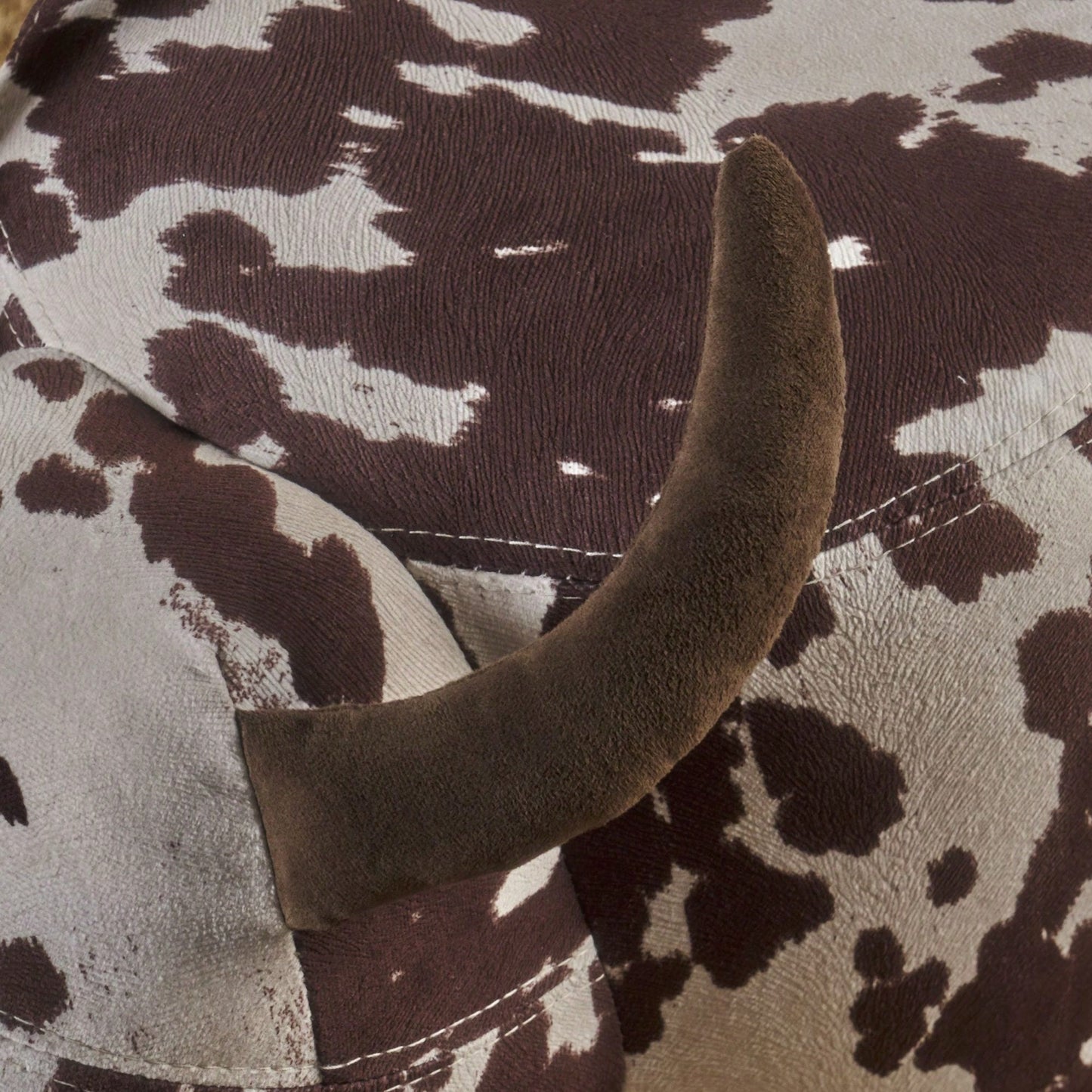 Cow-Shaped Velvet Ottoman Cute Foot Stool For Living Room Bedroom Nursery Playroom Porch Furniture Brown And White