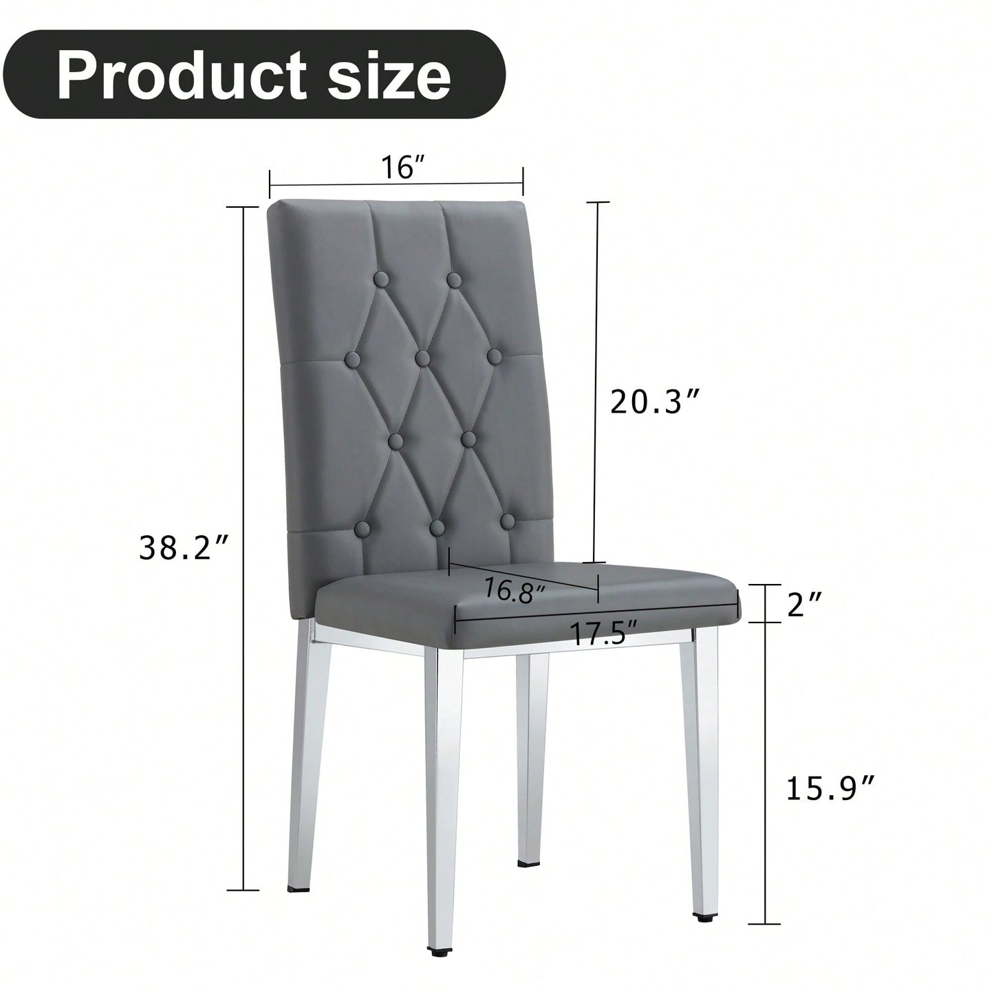 Elegant Black Armless Dining Chairs Set Of 4 With Vintage Grid And Buckle Design