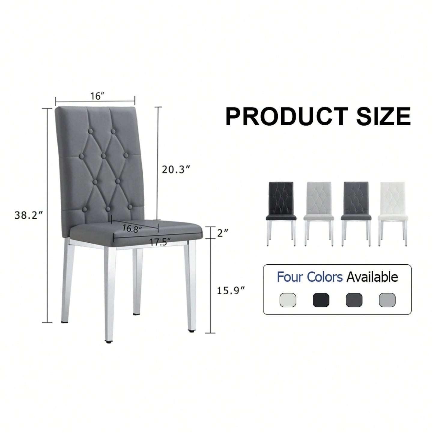 Elegant Black Armless Dining Chairs Set Of 4 With Vintage Grid And Buckle Design