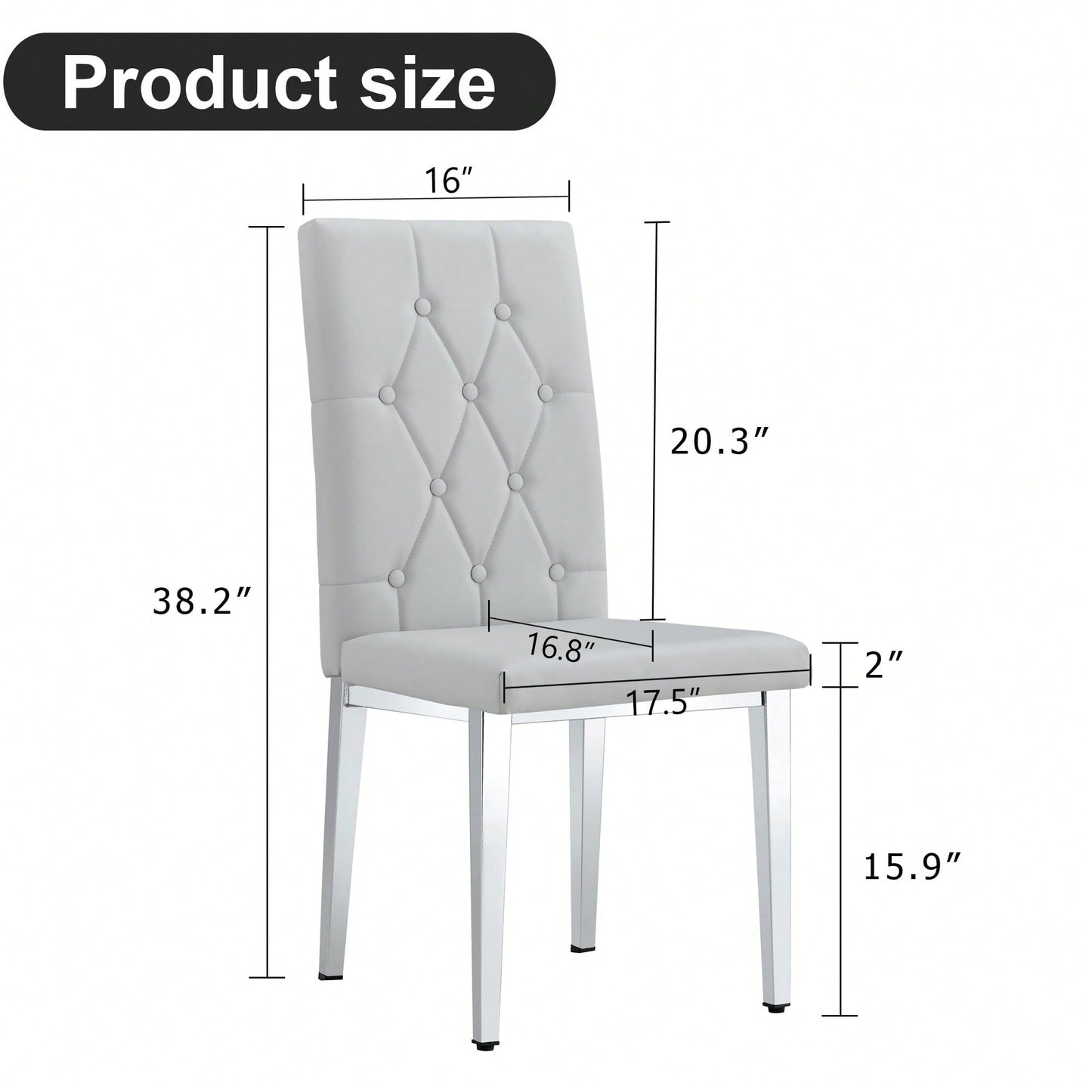 Elegant Black Armless Dining Chairs Set Of 4 With Vintage Grid And Buckle Design
