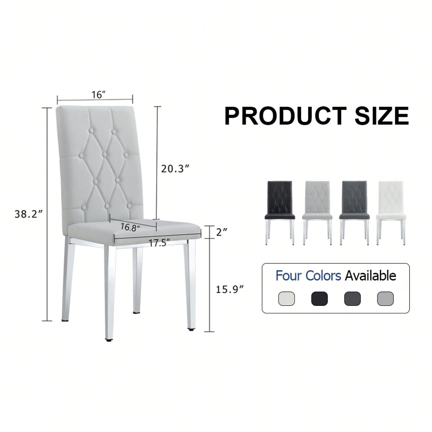 Elegant Black Armless Dining Chairs Set Of 4 With Vintage Grid And Buckle Design