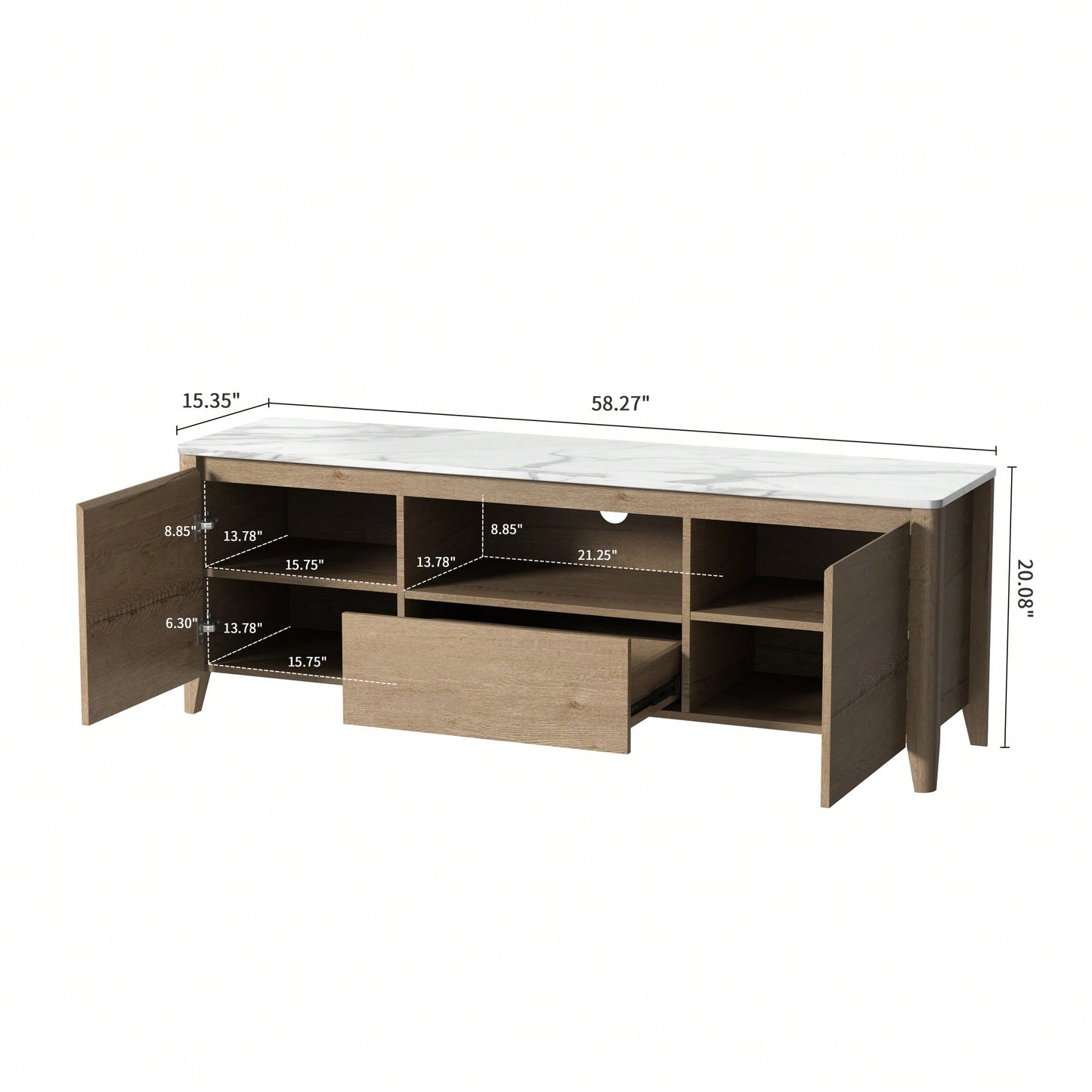 58 Inch LED TV Stand With Storage For Up To 80 Inch For Gaming And Living Room Entertainment Center