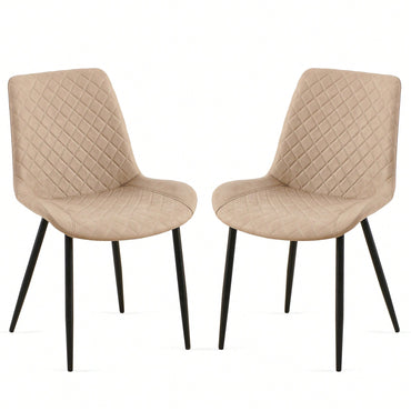 PU Leather Dining Chairs Set Of 2 Mid-Century Modern Armless Side Chairs With Metal Legs For Kitchen And Living Room Dark Grey