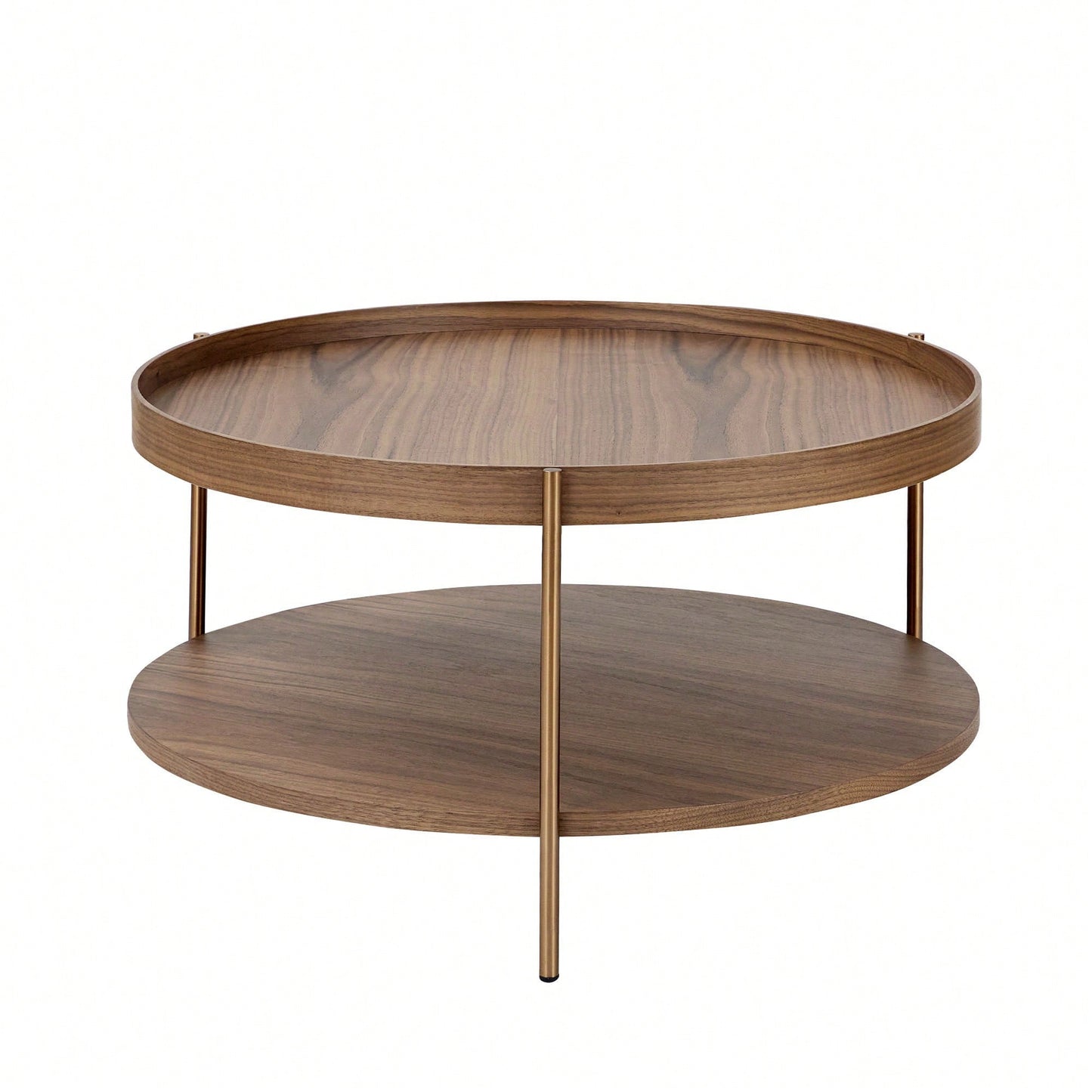 Modern 2-Tier Round Nesting Coffee Table Set For Living Room Easy Assembly Black MDF Side Tables For Bedroom Office Balcony Yard
