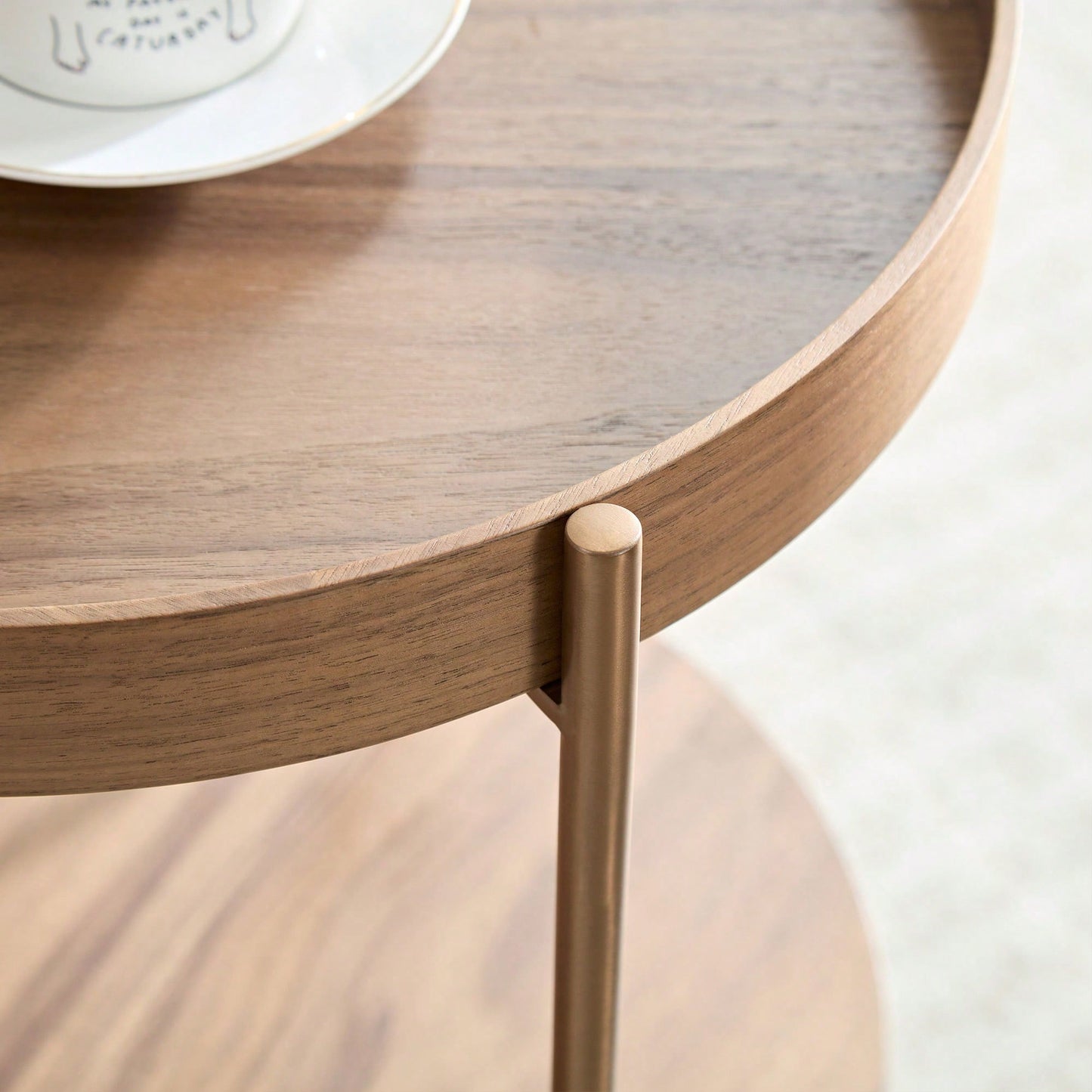 Modern 2-Tier Round Nesting Coffee Table Set For Living Room Easy Assembly Black MDF Side Tables For Bedroom Office Balcony Yard