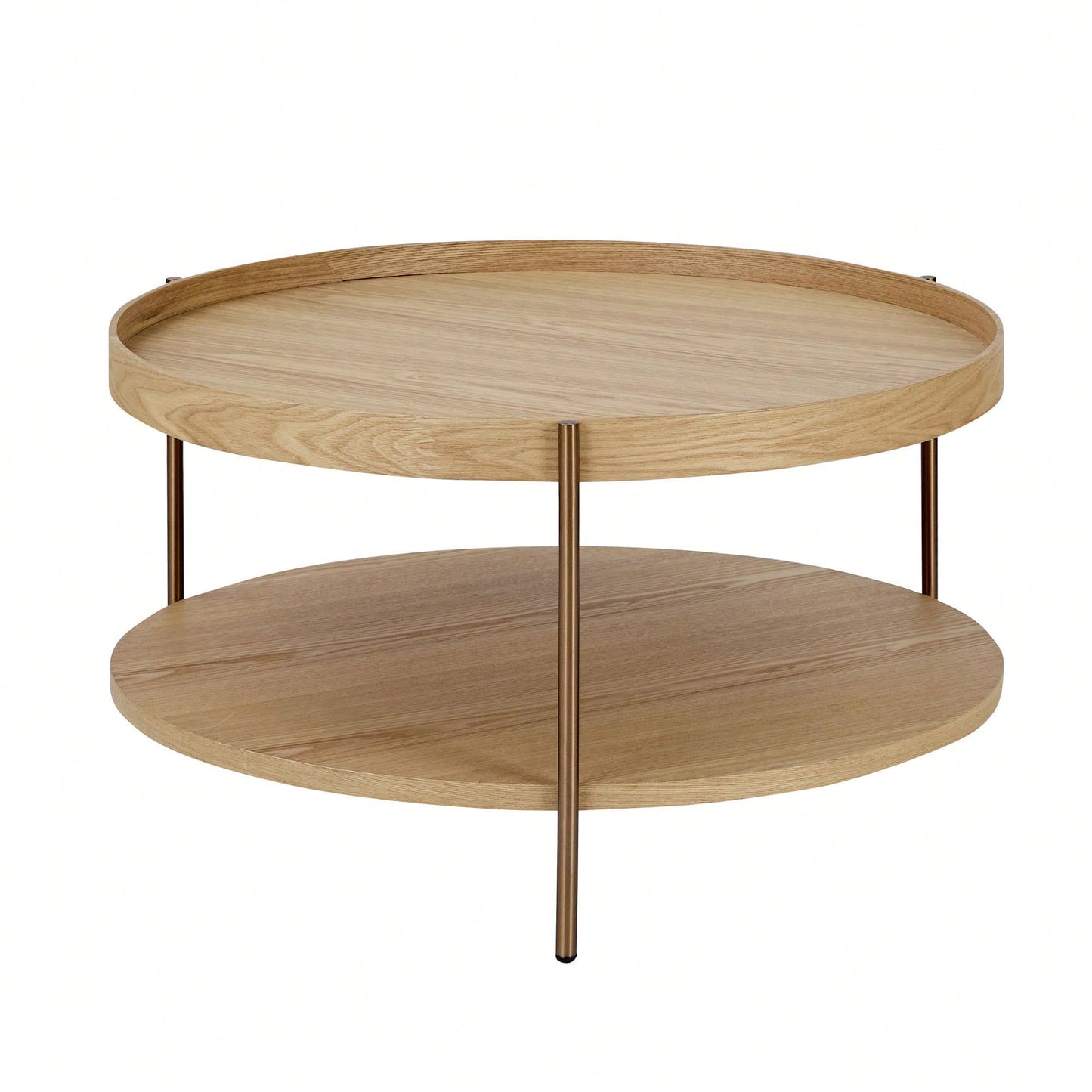 Modern 2-Tier Round Nesting Coffee Table Set For Living Room Easy Assembly Black MDF Side Tables For Bedroom Office Balcony Yard