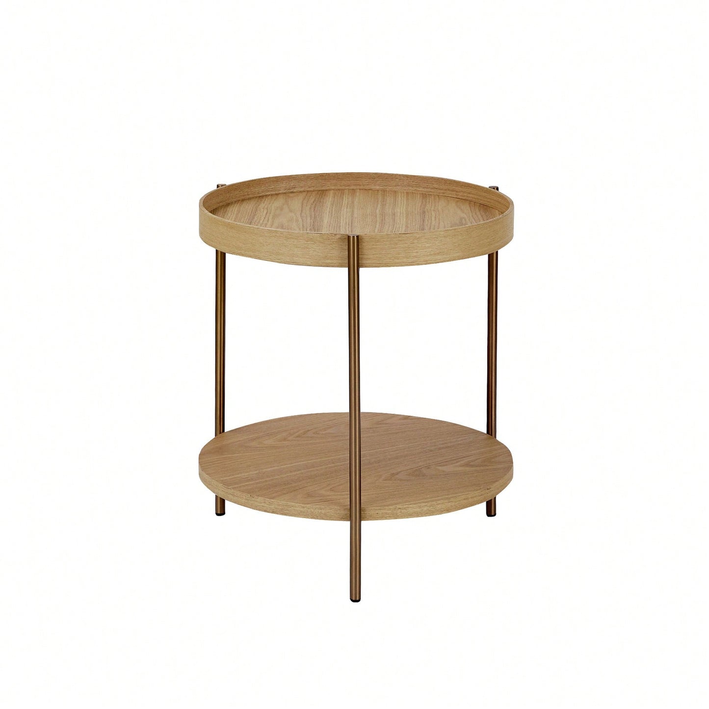 Modern 2-Tier Round Nesting Coffee Table Set For Living Room Easy Assembly Black MDF Side Tables For Bedroom Office Balcony Yard