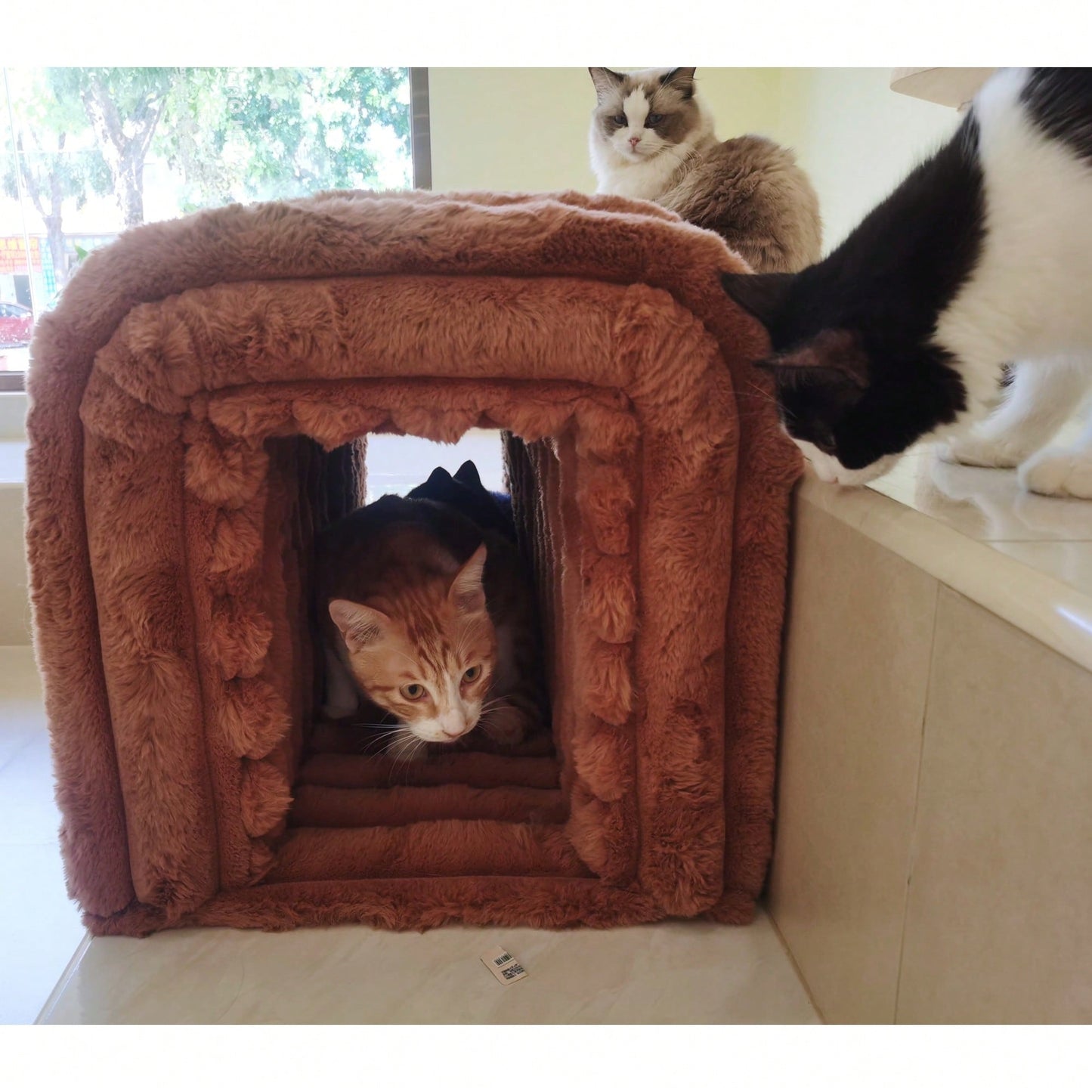 Corduroy Pet Supplies Ottoman Storage Bench Cozy Cat Nest For Living Room Entryway Bedroom