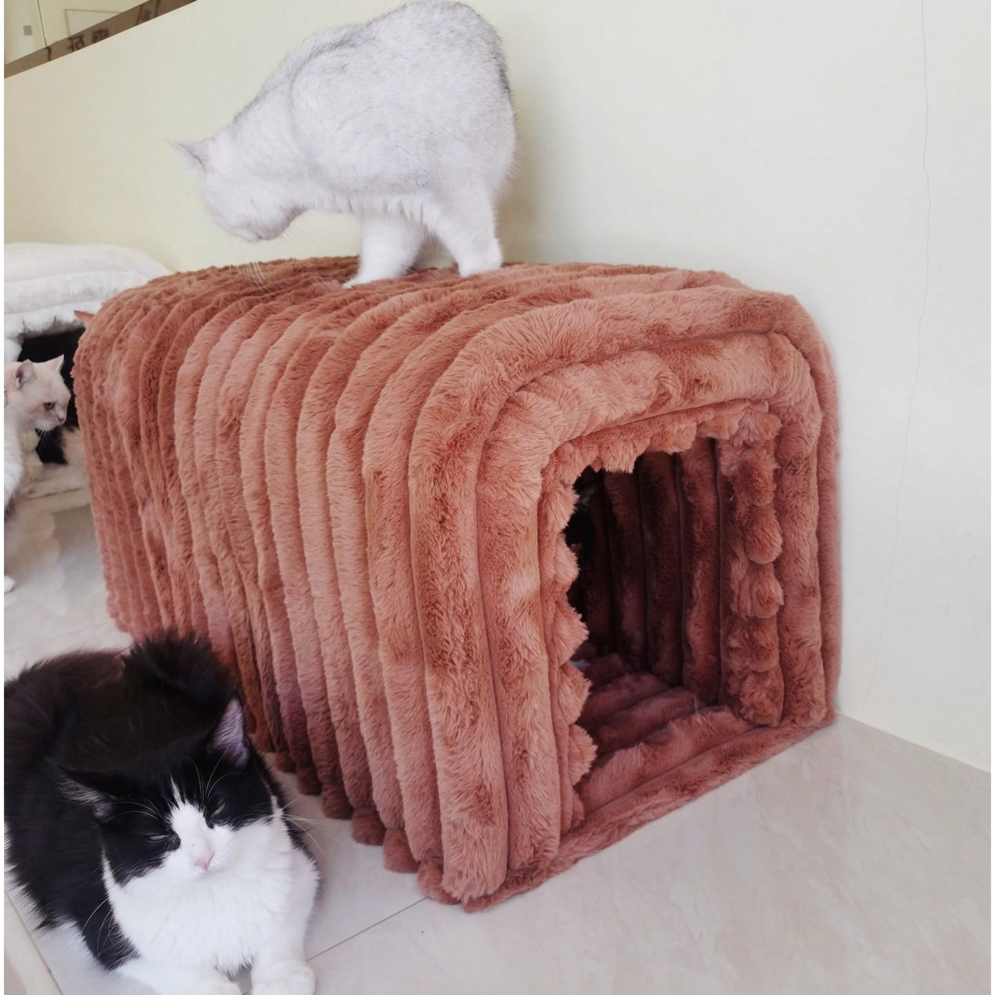 Corduroy Pet Supplies Ottoman Storage Bench Cozy Cat Nest For Living Room Entryway Bedroom