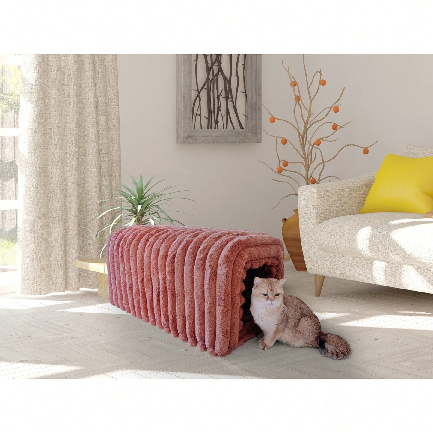 Corduroy Pet Supplies Ottoman Storage Bench Cozy Cat Nest For Living Room Entryway Bedroom