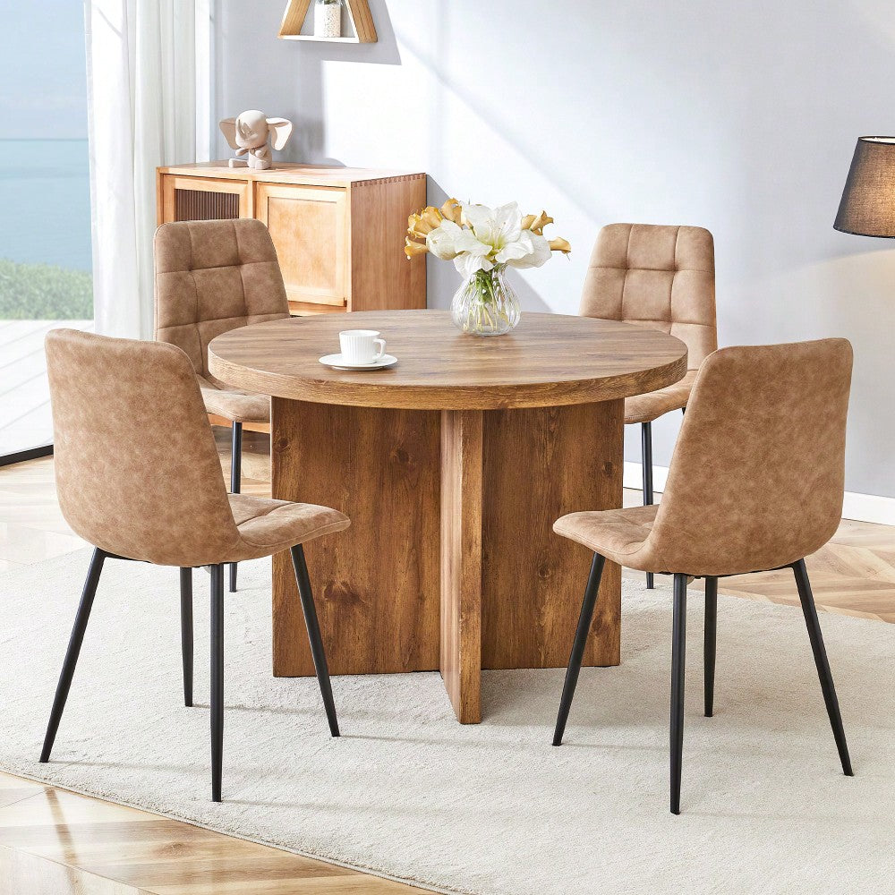 42 Inch Round Dining Table For 4-6 Modern Kitchen Small Table For Home Office Cafe Restaurant Wine Bar Conference