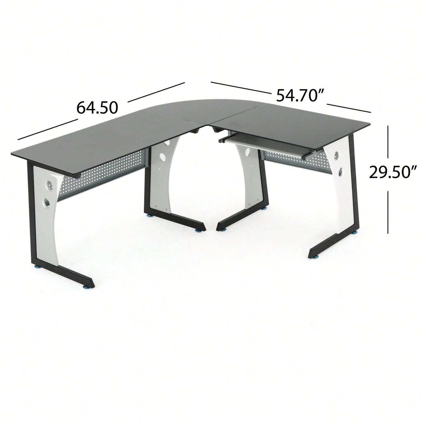 Modern L-Shaped Glass Office Desk For Stylish Workspace Organization