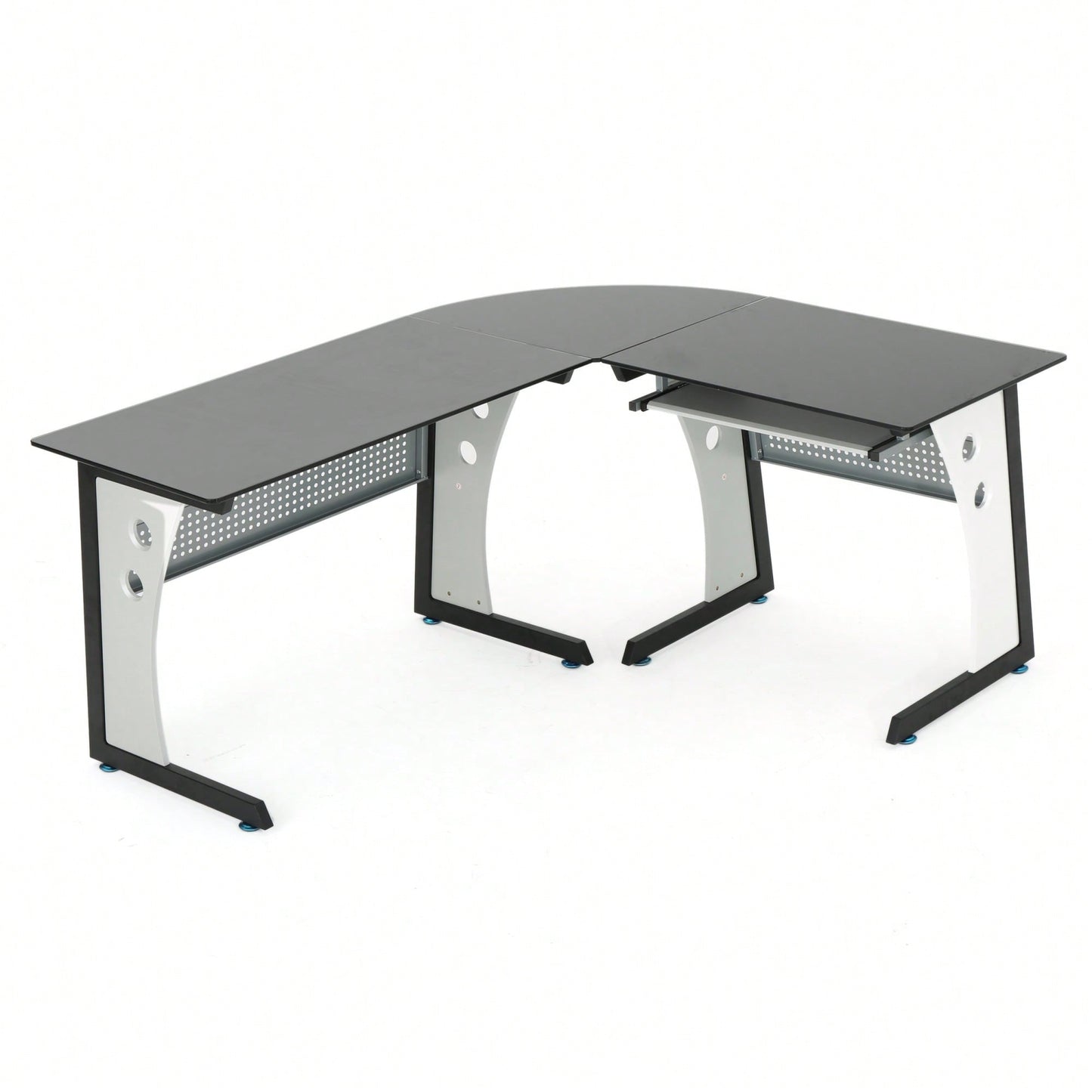 Modern L-Shaped Glass Office Desk For Stylish Workspace Organization