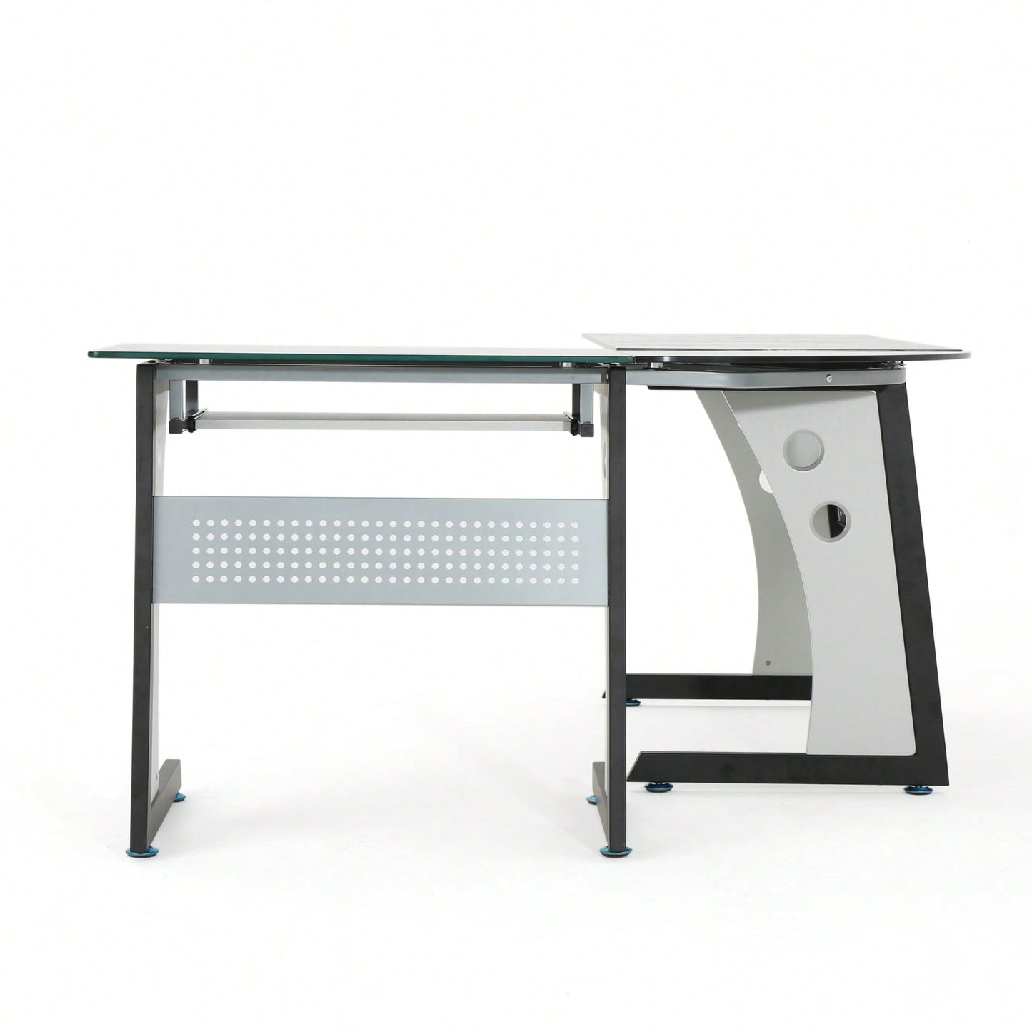 Modern L-Shaped Glass Office Desk For Stylish Workspace Organization