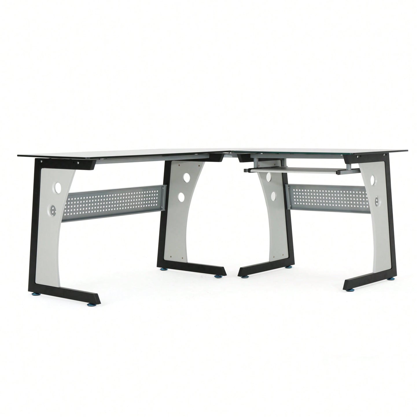 Modern L-Shaped Glass Office Desk For Stylish Workspace Organization
