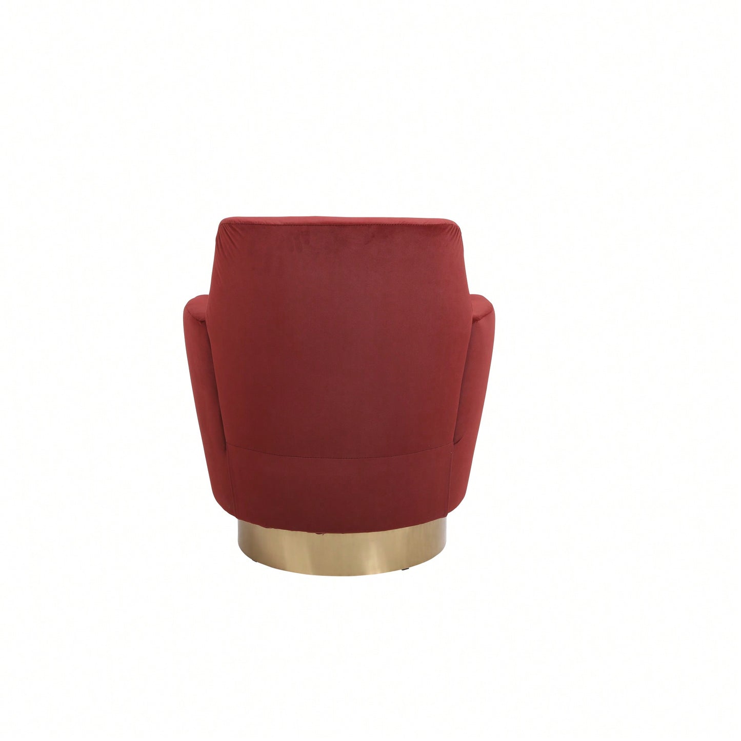Comfy Swivel Barrel Chair With Gold Stainless Steel Base For Living Room And Bedroom Reading Chair In Brownish Red