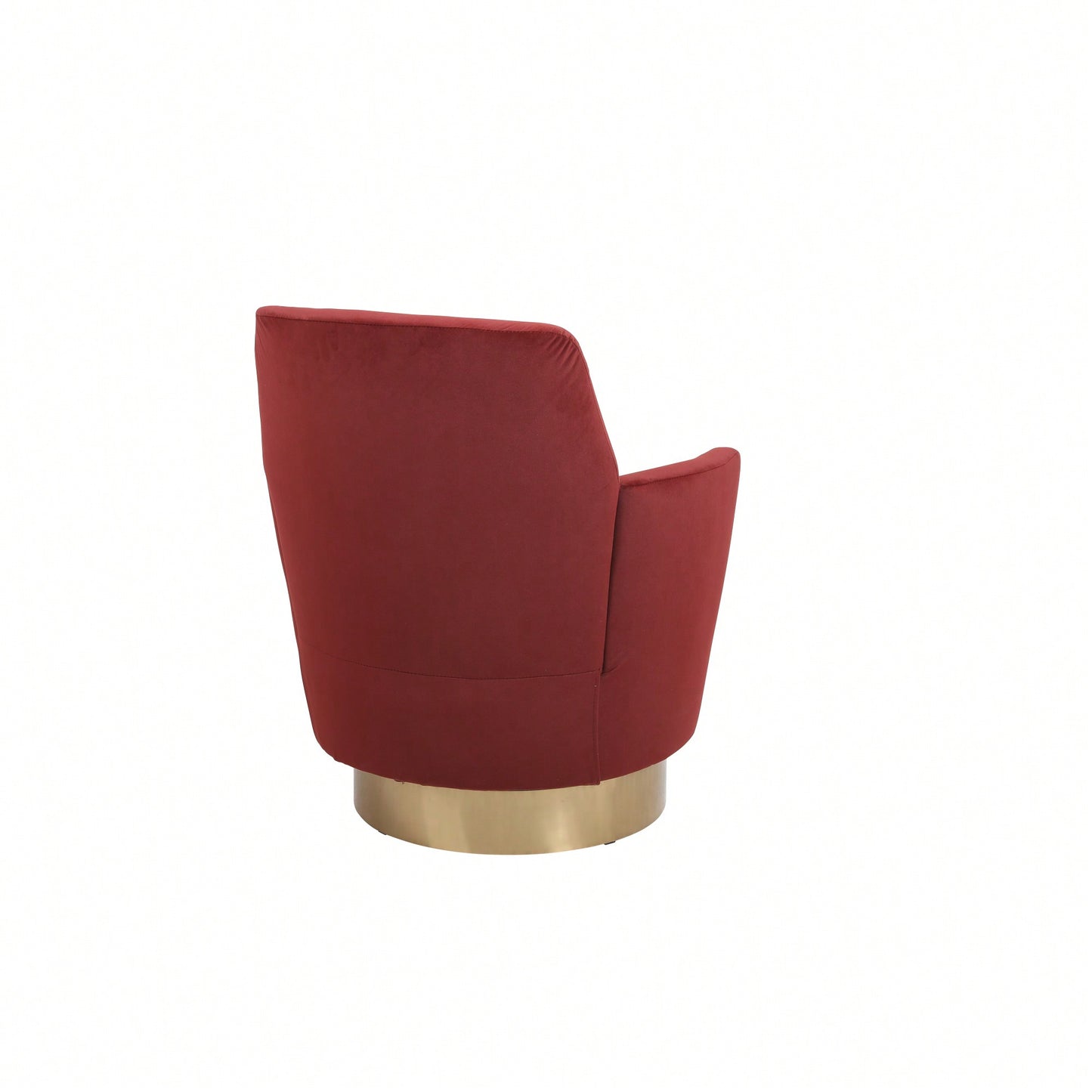 Comfy Swivel Barrel Chair With Gold Stainless Steel Base For Living Room And Bedroom Reading Chair In Brownish Red