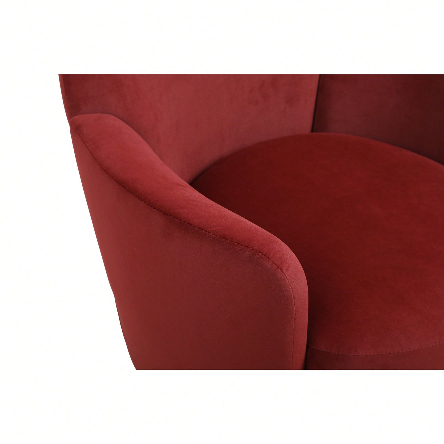Comfy Swivel Barrel Chair With Gold Stainless Steel Base For Living Room And Bedroom Reading Chair In Brownish Red