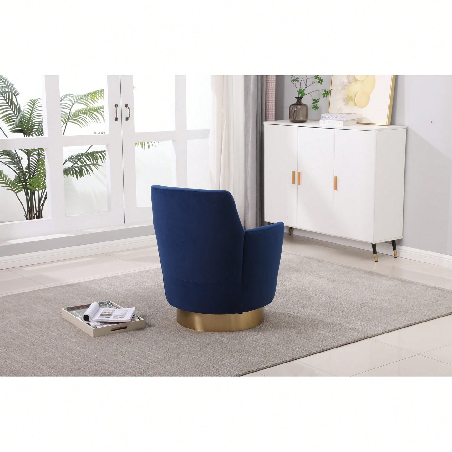 Comfy Swivel Barrel Chair With Gold Stainless Steel Base For Living Room And Bedroom Reading Chair In Brownish Red