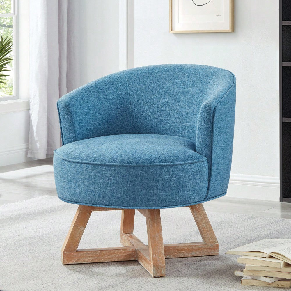 360° Swivel Lounge Chair With Cross-Shaped Wooden Base And Solid Wood Legs For Living Room Bedroom Office Beige