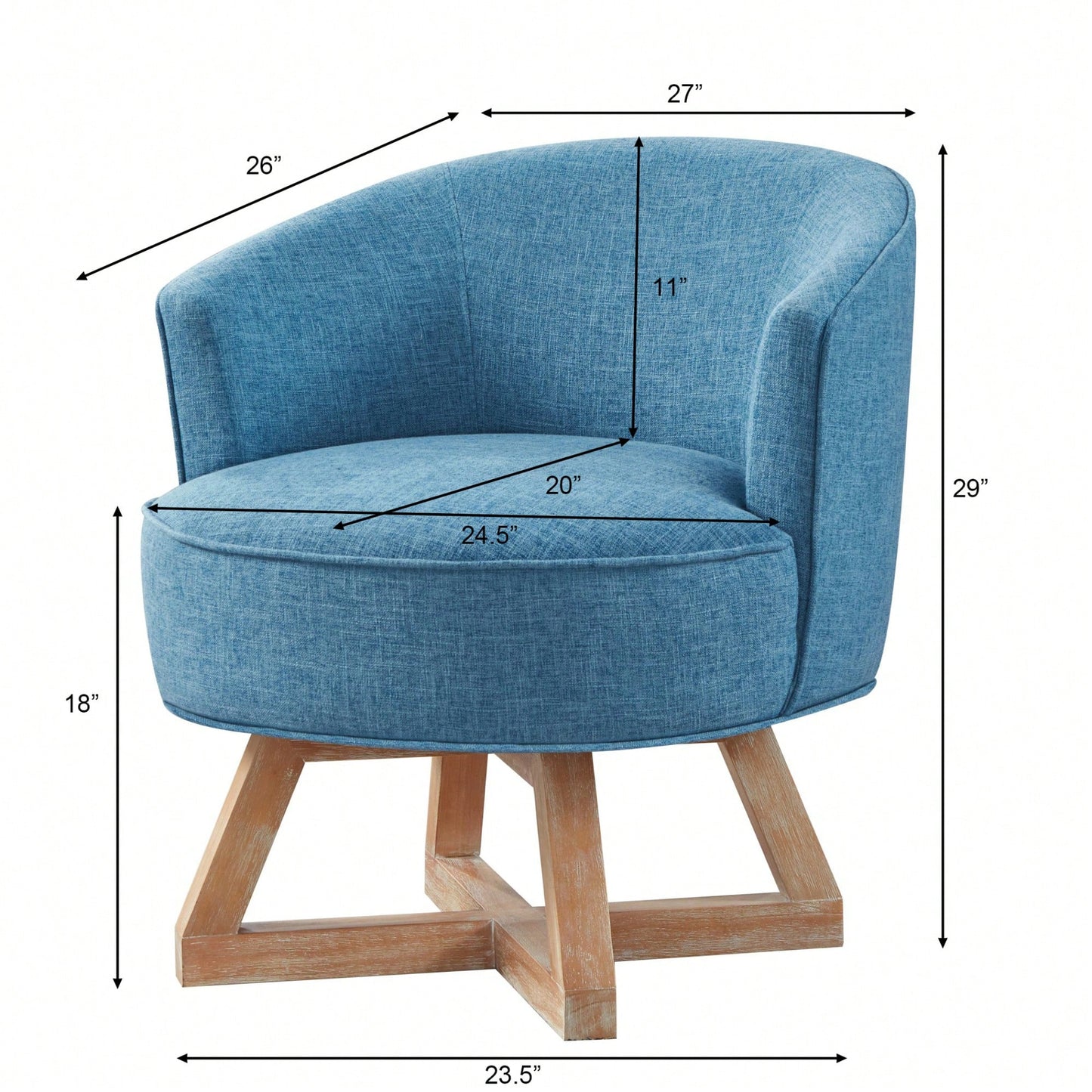 360° Swivel Lounge Chair With Cross-Shaped Wooden Base And Solid Wood Legs For Living Room Bedroom Office Beige
