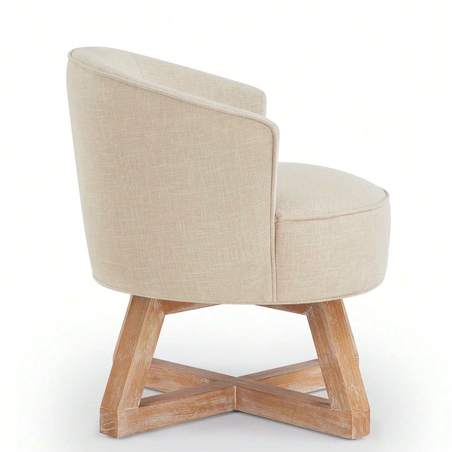 360° Swivel Lounge Chair With Cross-Shaped Wooden Base And Solid Wood Legs For Living Room Bedroom Office Beige