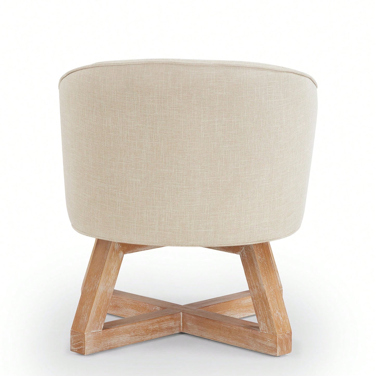 360° Swivel Lounge Chair With Cross-Shaped Wooden Base And Solid Wood Legs For Living Room Bedroom Office Beige