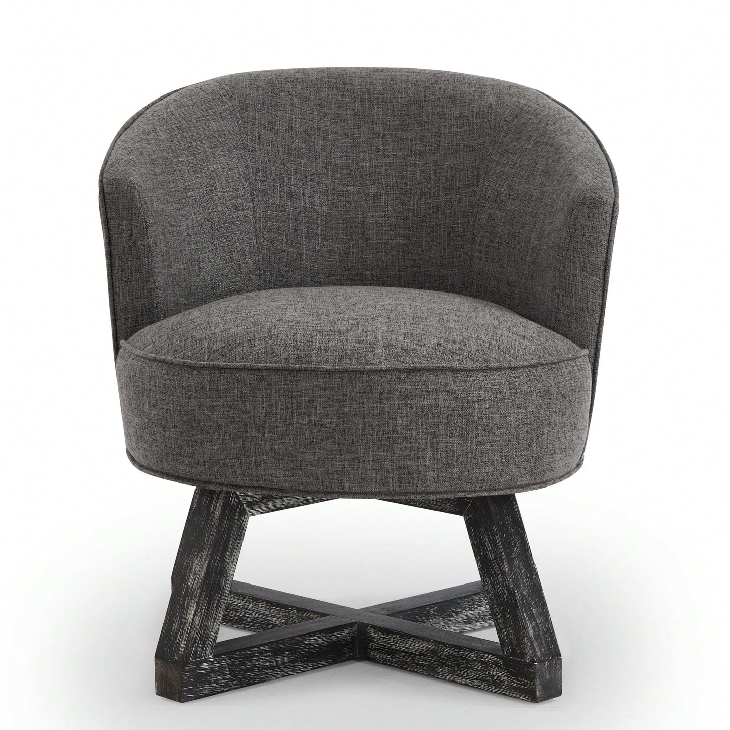 360° Swivel Lounge Chair With Cross-Shaped Wooden Base And Solid Wood Legs For Living Room Bedroom Office Beige