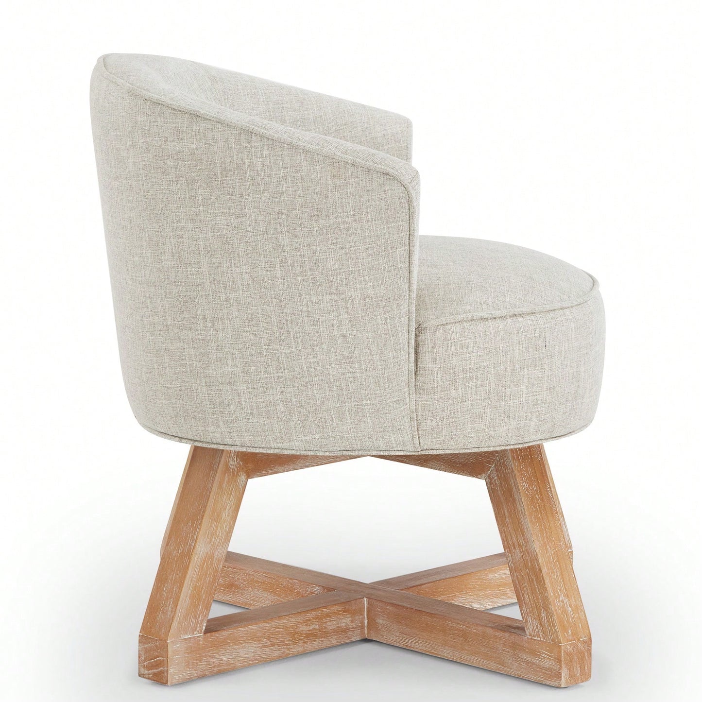 360° Swivel Lounge Chair With Cross-Shaped Wooden Base And Solid Wood Legs For Living Room Bedroom Office Beige