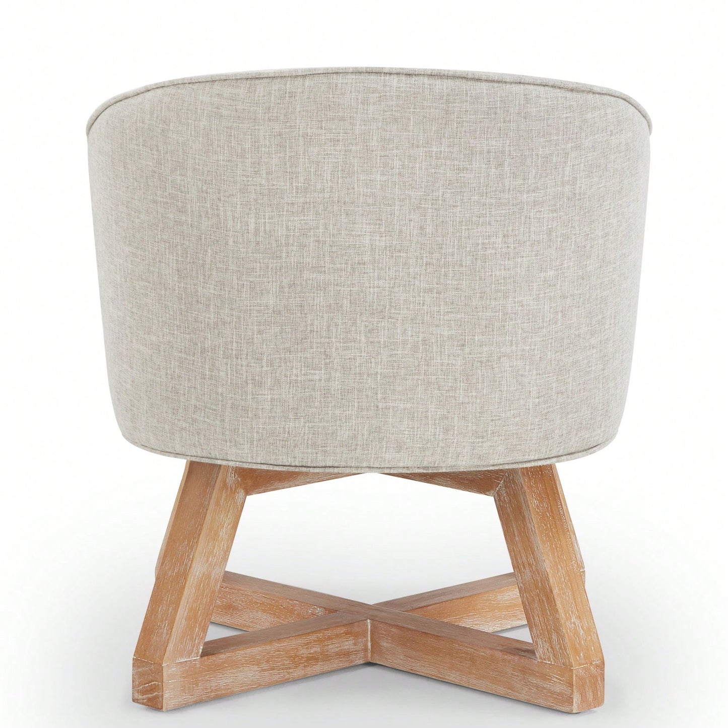 360° Swivel Lounge Chair With Cross-Shaped Wooden Base And Solid Wood Legs For Living Room Bedroom Office Beige