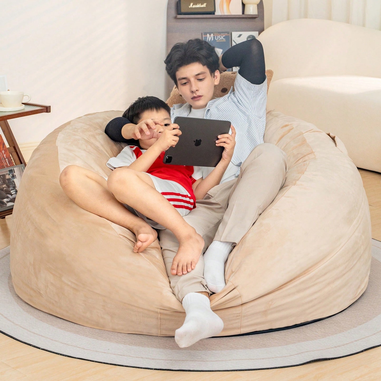 Giant 5 Foot Memory Foam Bean Bag Chair For Adults With Soft Microfiber Cover
