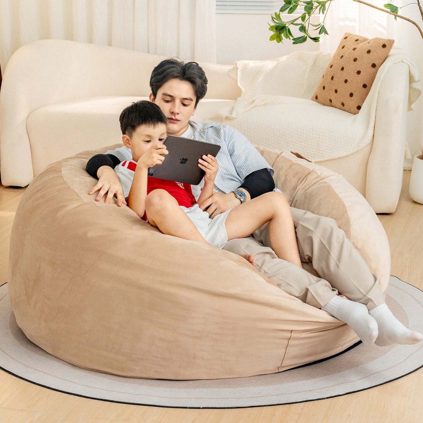 Giant 5 Foot Memory Foam Bean Bag Chair For Adults With Soft Microfiber Cover