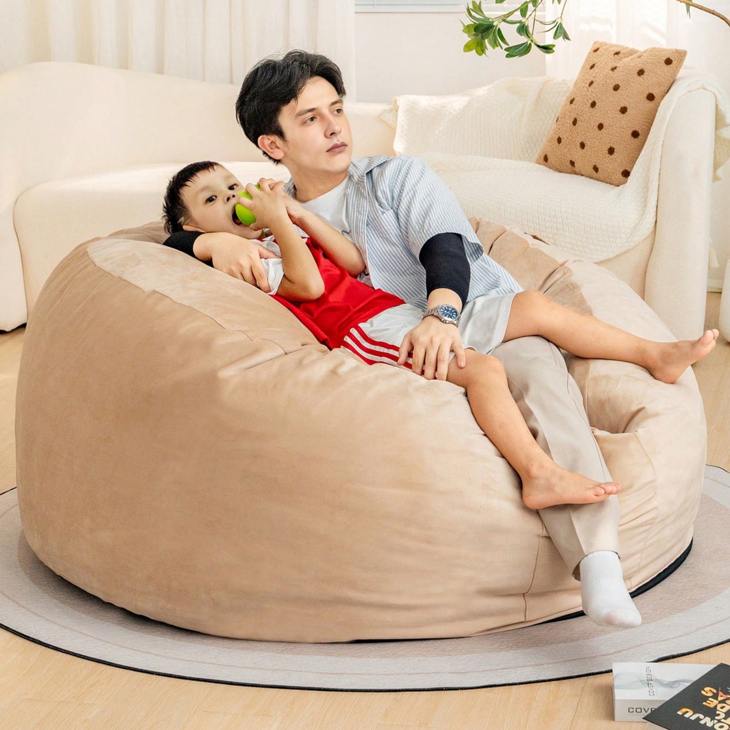Giant 5 Foot Memory Foam Bean Bag Chair For Adults With Soft Microfiber Cover