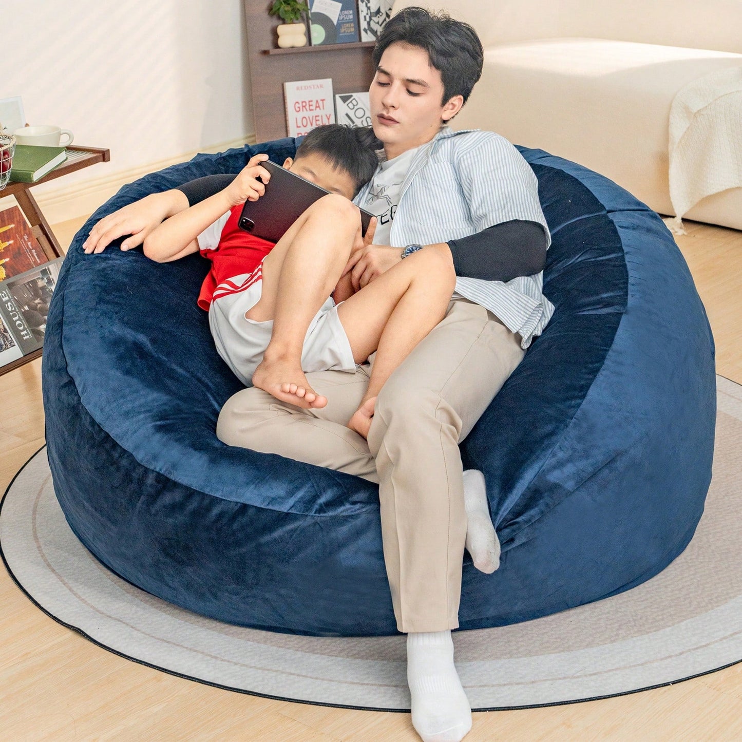 Giant 5 Foot Memory Foam Bean Bag Chair For Adults With Soft Microfiber Cover