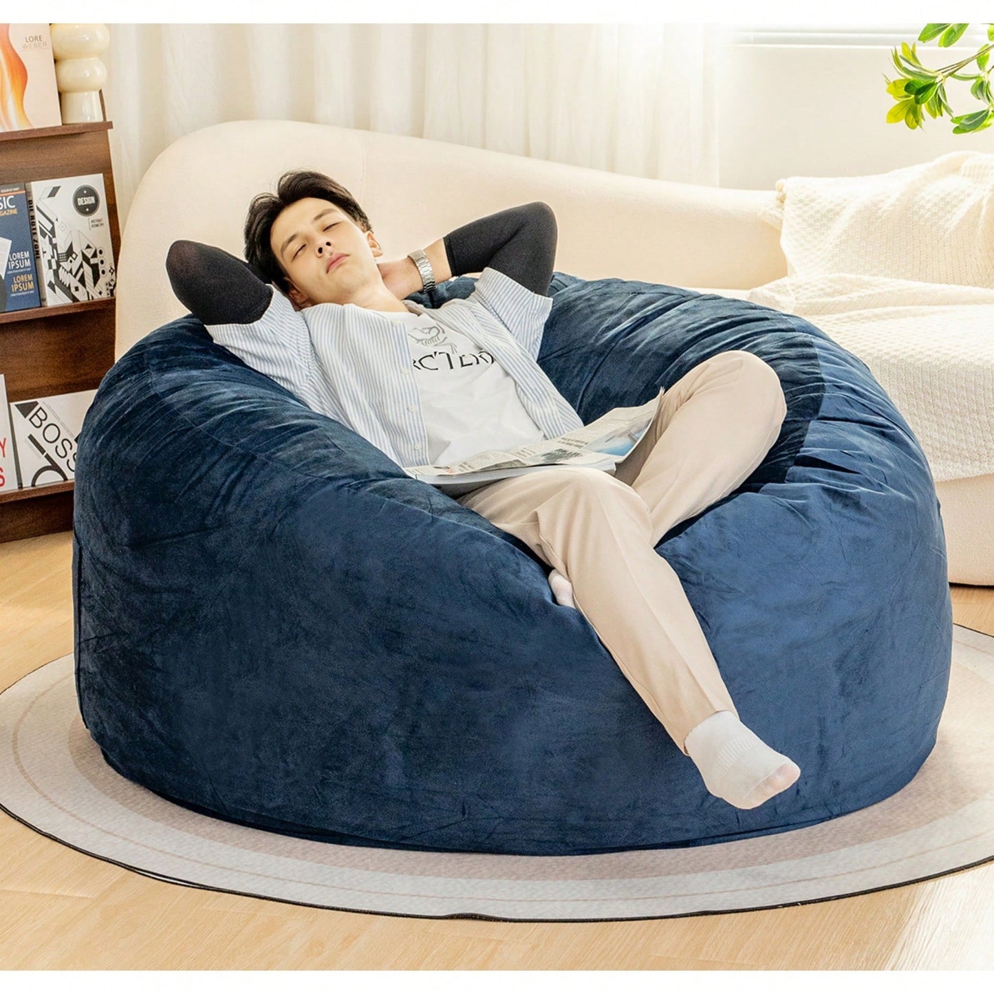 Giant 5 Foot Memory Foam Bean Bag Chair For Adults With Soft Microfiber Cover