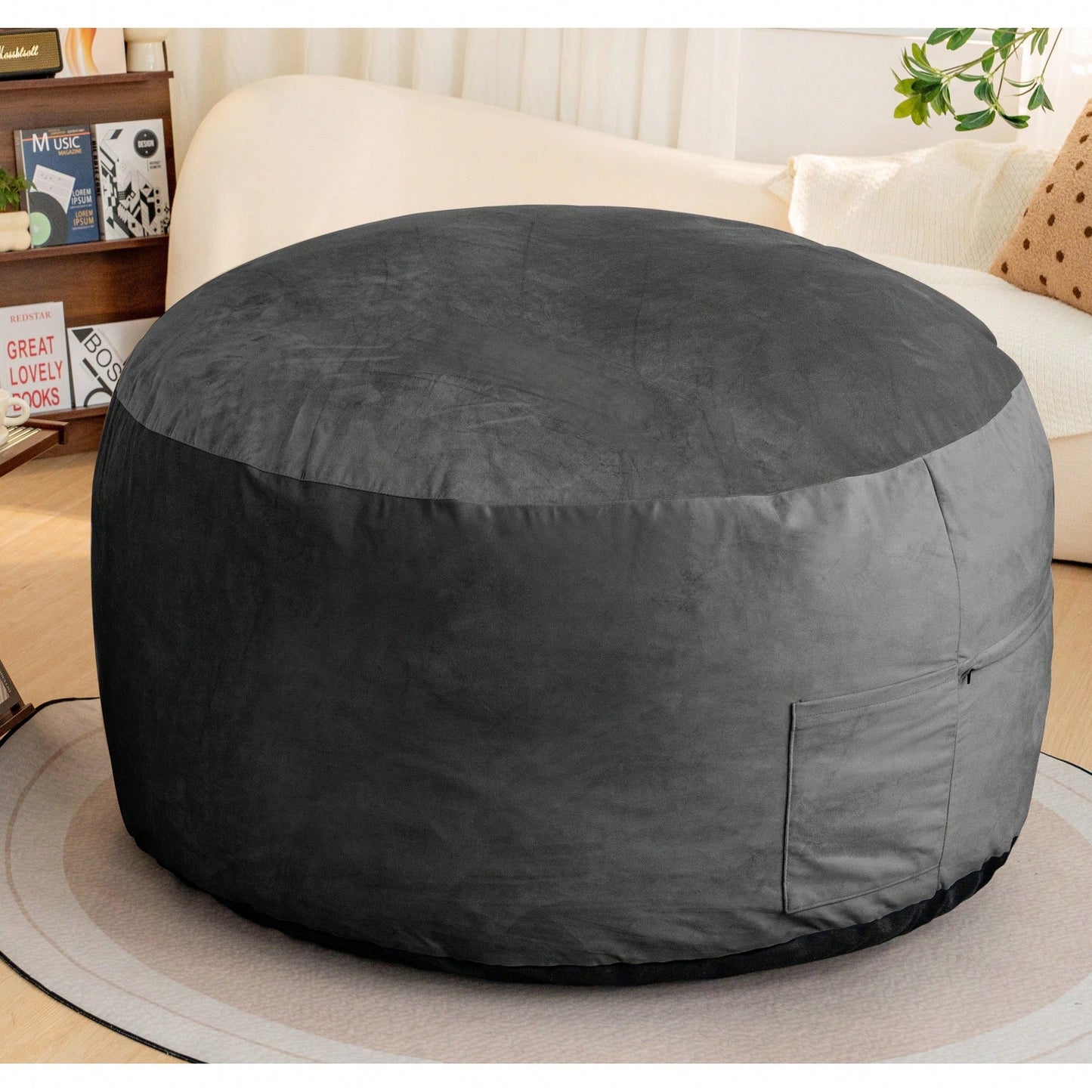 Giant 5 Foot Memory Foam Bean Bag Chair For Adults With Soft Microfiber Cover