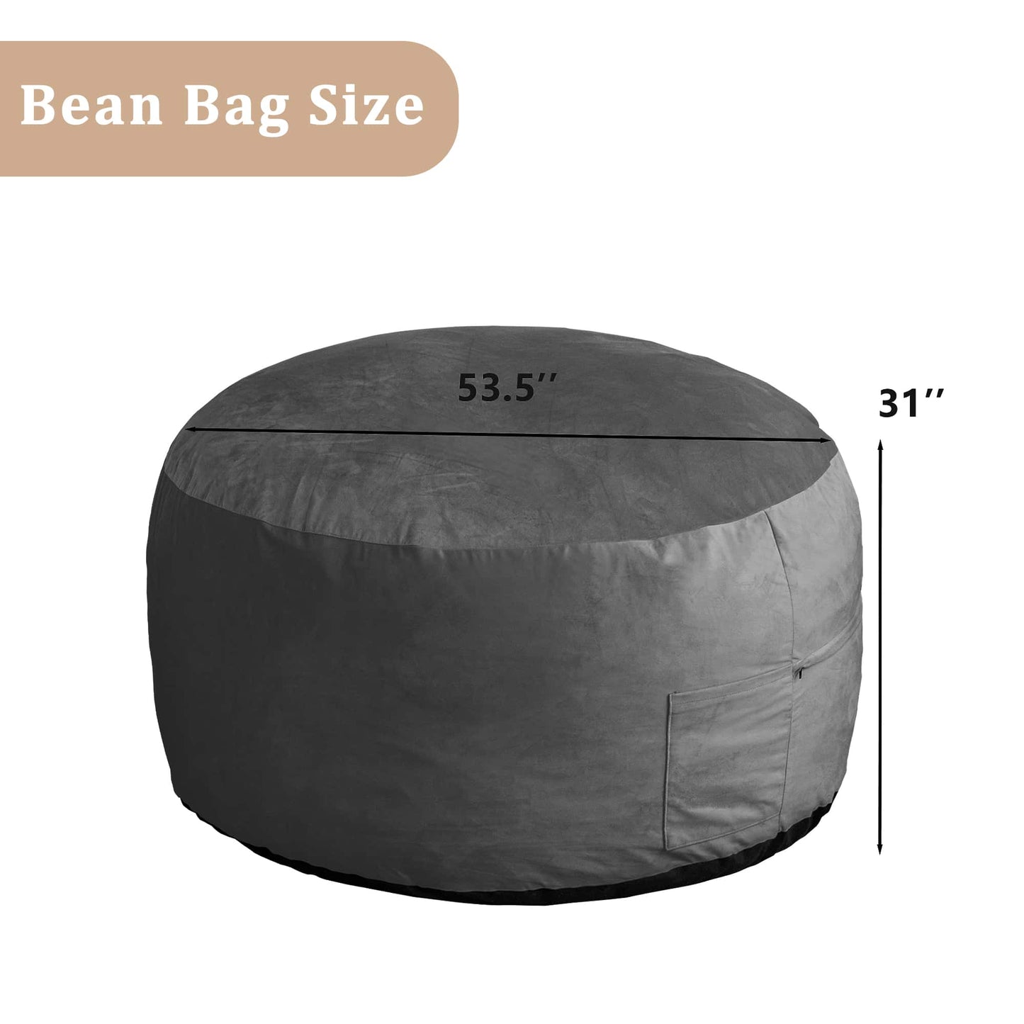 Giant 5 Foot Memory Foam Bean Bag Chair For Adults With Soft Microfiber Cover