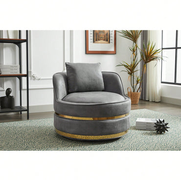 360 Degree Swivel Accent Chair Faux Leather Barrel Design Padded Club Chair For Living Room Bedroom Study Waiting Room