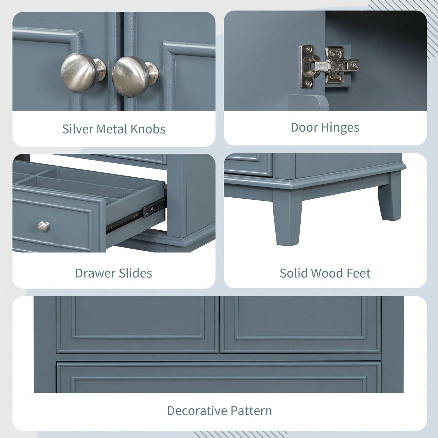 30 Inch Blue Bathroom Vanity Base Only Multi-Functional Cabinet With Doors And Drawer Solid Frame MDF Board