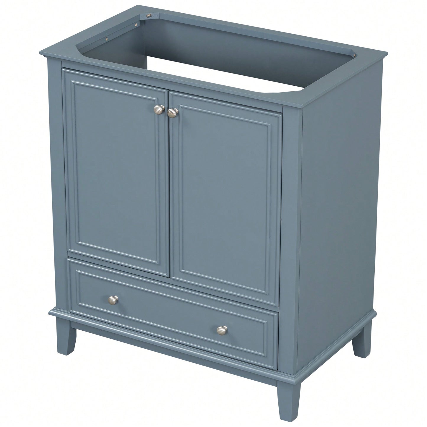 30 Inch Blue Bathroom Vanity Base Only Multi-Functional Cabinet With Doors And Drawer Solid Frame MDF Board