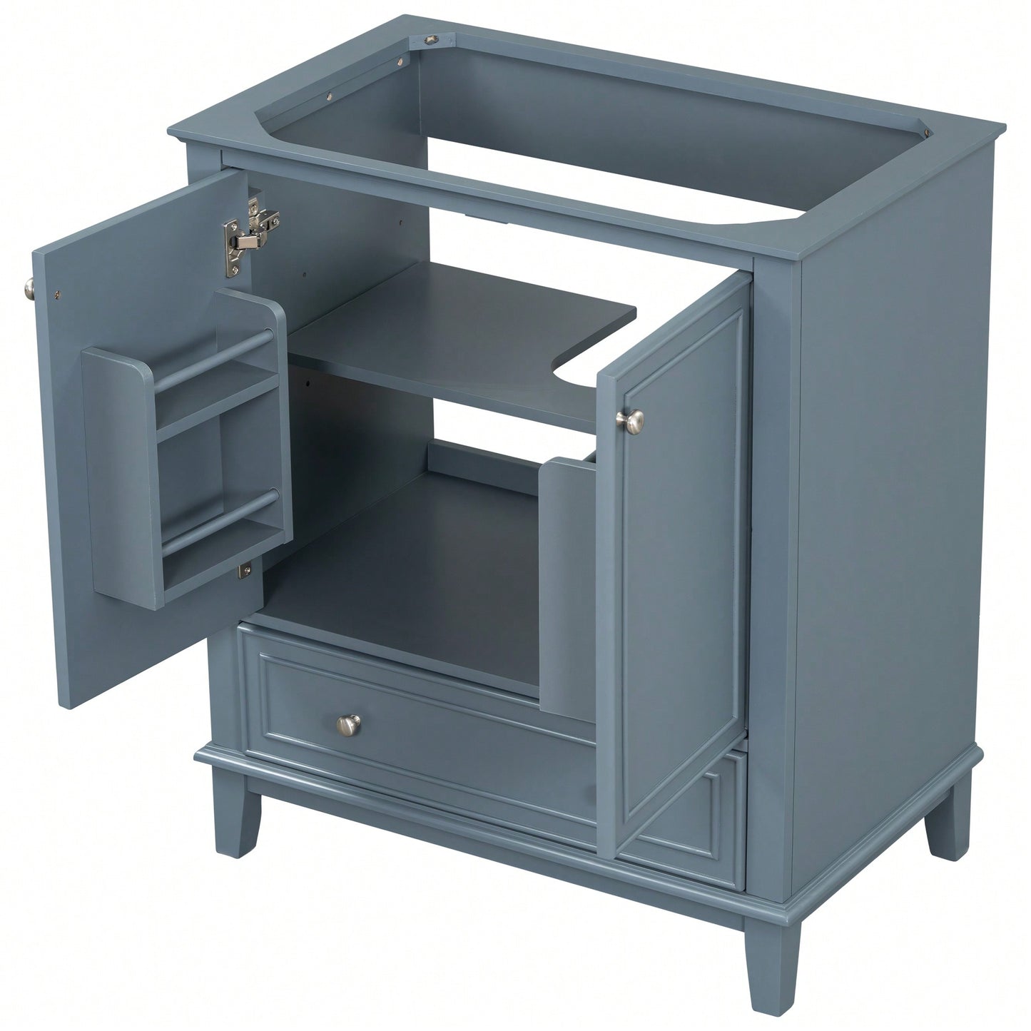 30 Inch Blue Bathroom Vanity Base Only Multi-Functional Cabinet With Doors And Drawer Solid Frame MDF Board