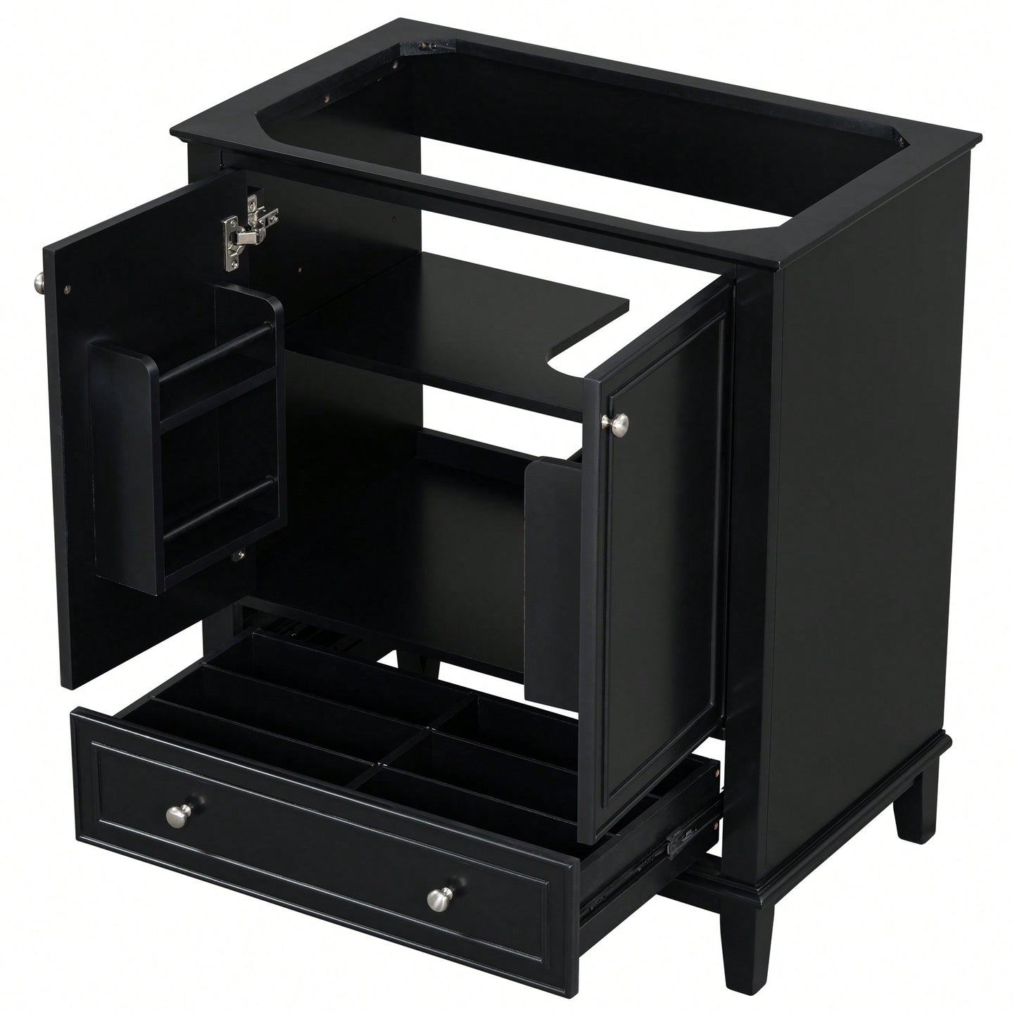 30 Inch Blue Bathroom Vanity Base Only Multi-Functional Cabinet With Doors And Drawer Solid Frame MDF Board