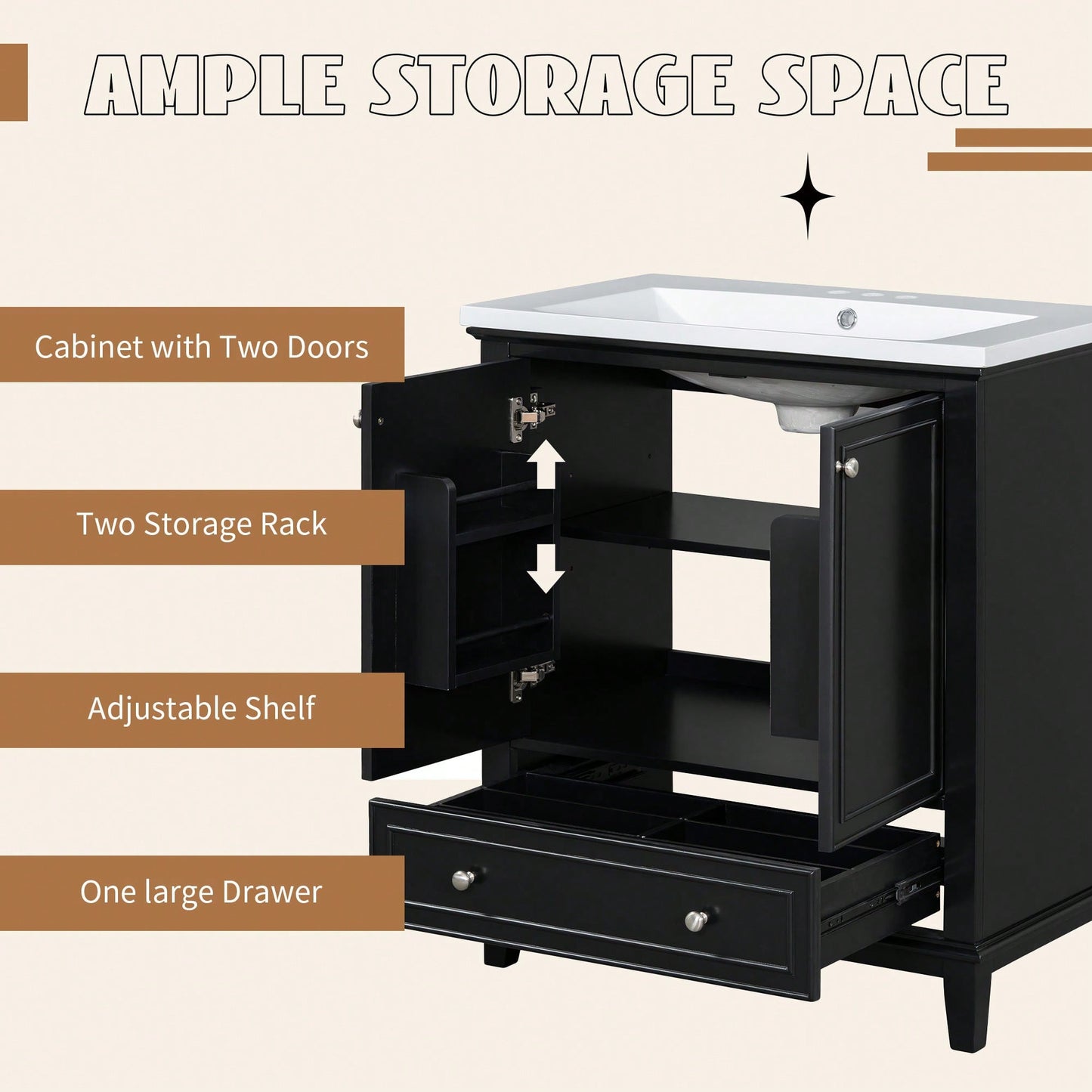 30 Inch Blue Bathroom Vanity Base Only Multi-Functional Cabinet With Doors And Drawer Solid Frame MDF Board