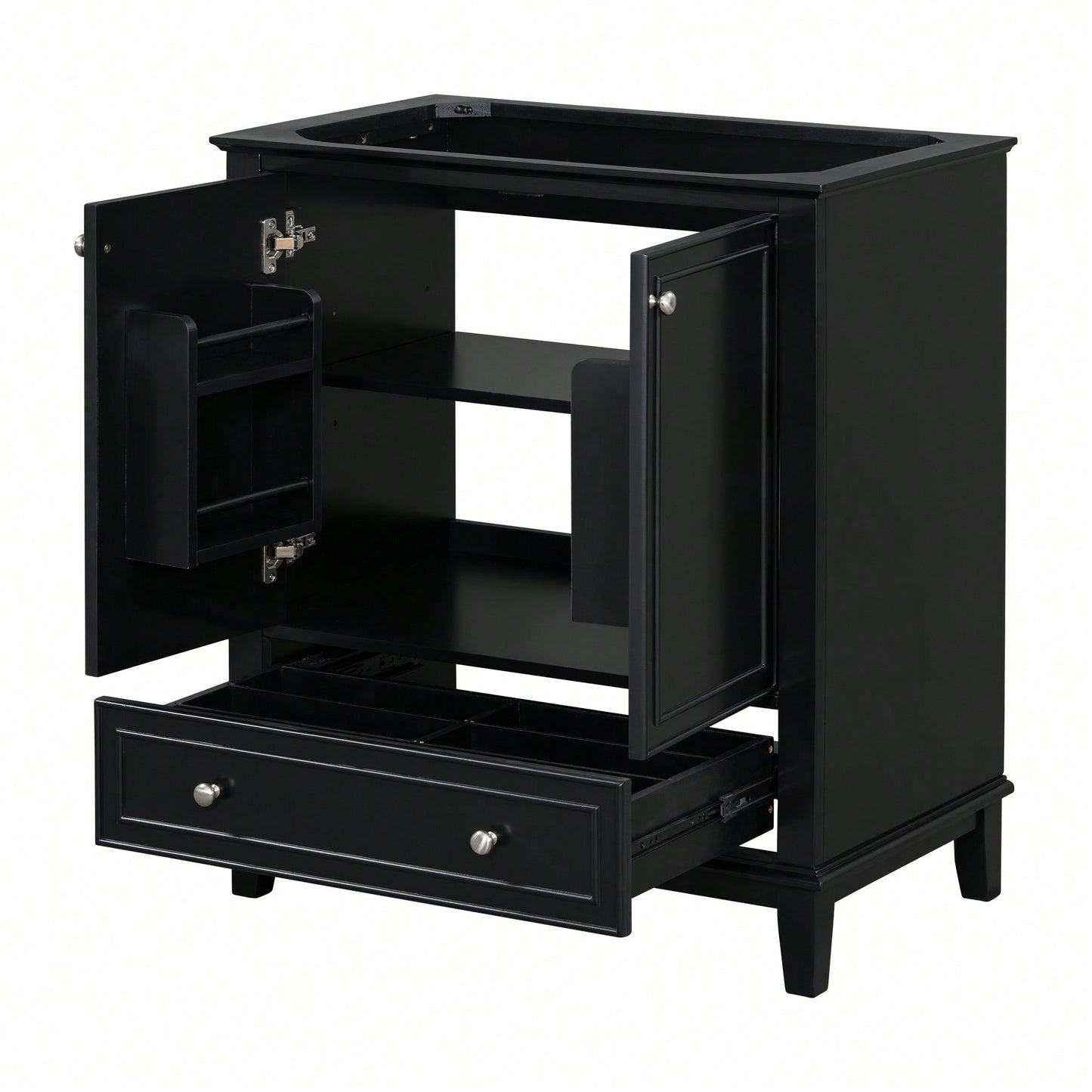 30 Inch Blue Bathroom Vanity Base Only Multi-Functional Cabinet With Doors And Drawer Solid Frame MDF Board