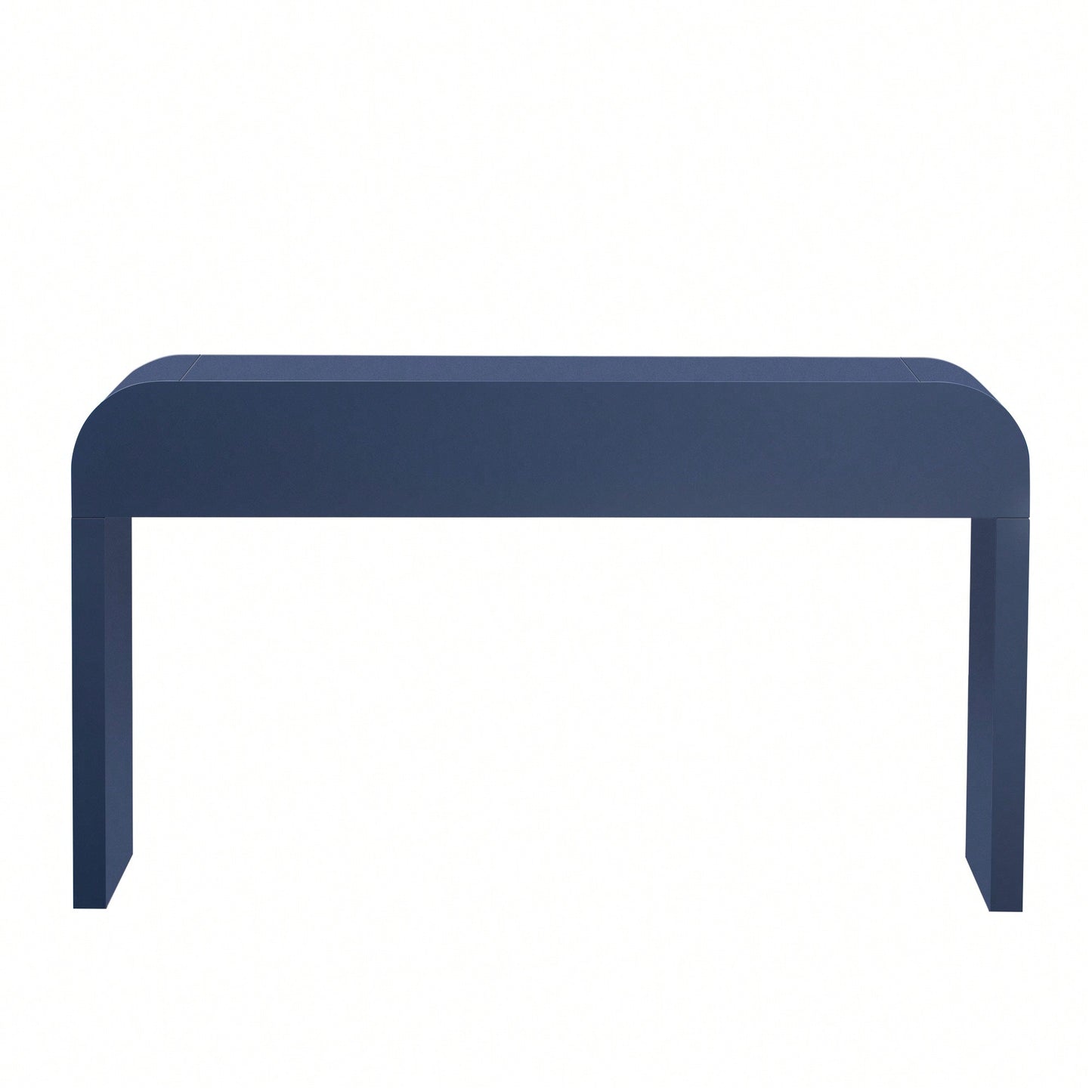 Modern Rounded Console Table With Smooth Surface And 2 Drawers For Living Room And Entryway In Navy Blue