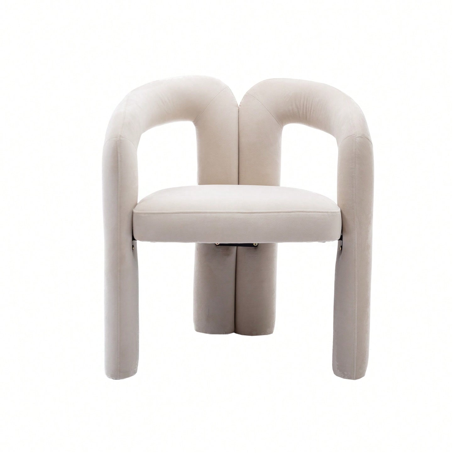 Contemporary Velvet Upholstered Accent Dining Barrel Chairs Set Of 2 Beige For Living Room Kitchen