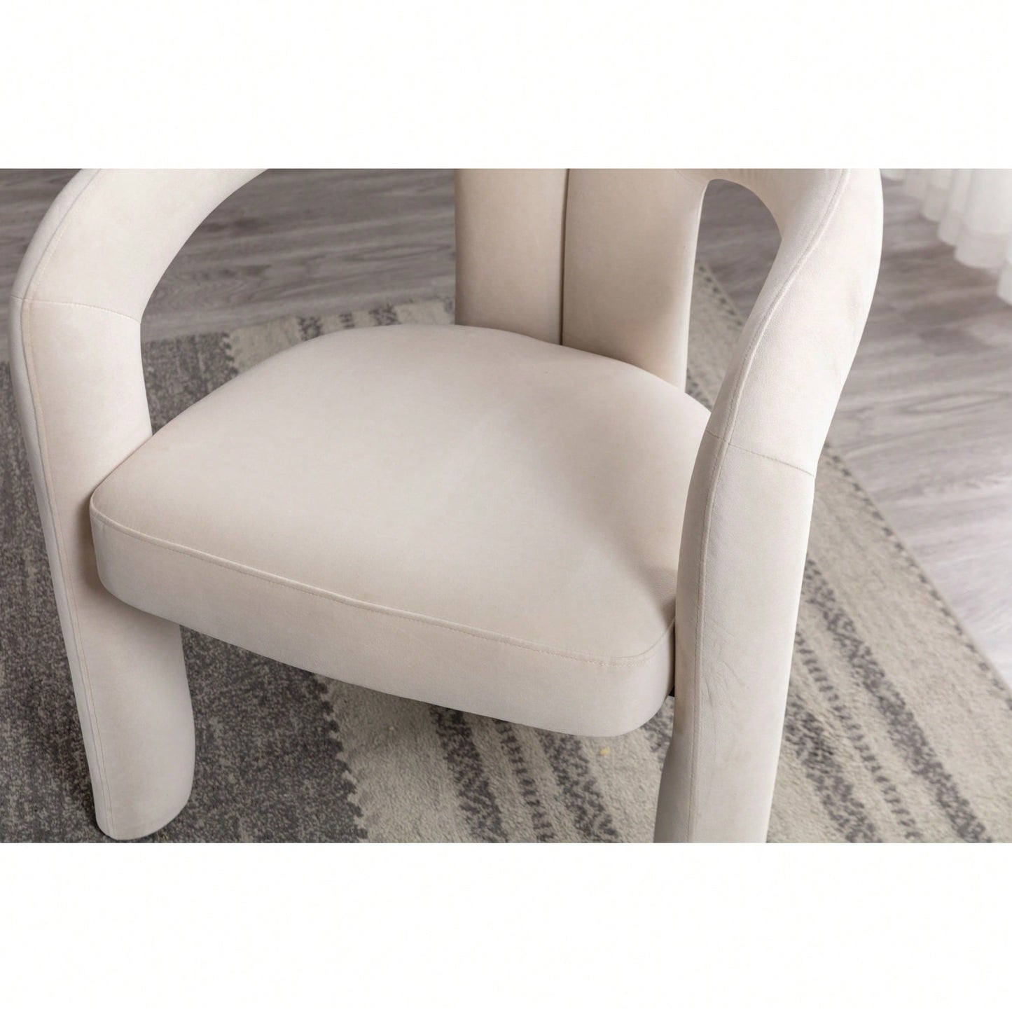Contemporary Velvet Upholstered Accent Dining Barrel Chairs Set Of 2 Beige For Living Room Kitchen