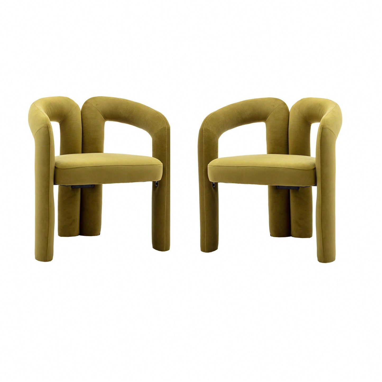 Contemporary Velvet Upholstered Accent Dining Barrel Chairs Set Of 2 Beige For Living Room Kitchen